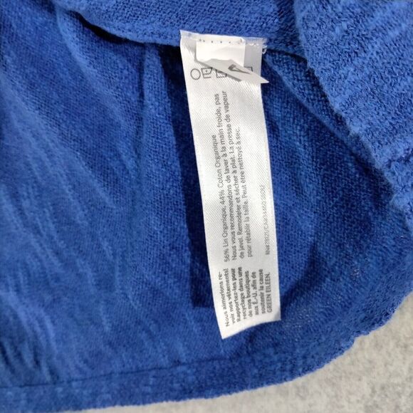 Eileen Fisher Pullover Sweater Wmns XS Oversize Linen Blue Shark Bite Hem V-Neck - Picture 8 of 12